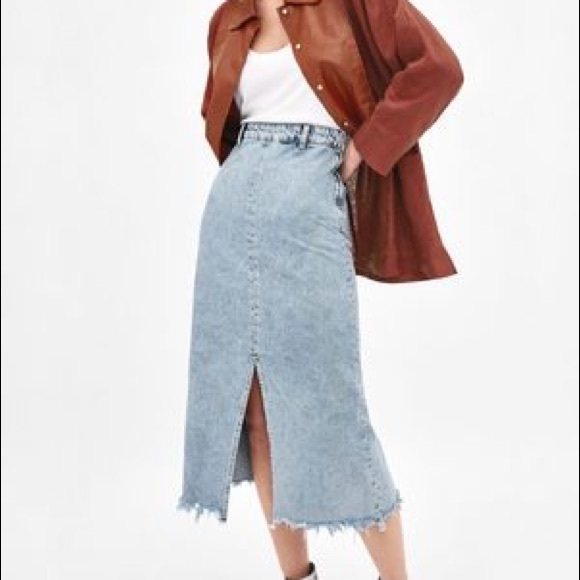 zara midi jeans skirt